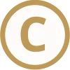 Ein goldenes C in einem goldenen Kreis