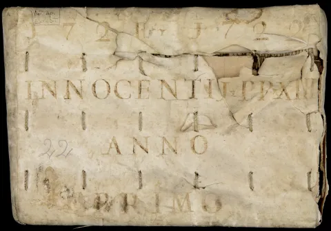 detail from Figure 1: A single year’s piles of paper: AAV Dataria Ap. Expeditiones 22 (first year of the pontificate of Innocent XIII, 18 May 1721 – 17 May 1722). [Image: Archivio Apostolico Vaticano]