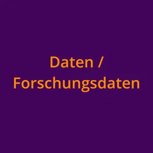 Die Worte "Daten / Forschungsdaten" in orangefarbener Schrift auf lilfarbenem Grund