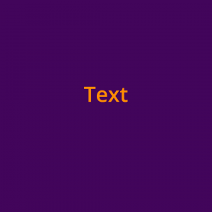 Das Wort "Text" in orangefarbener Schrift auf lilfarbenem Grund