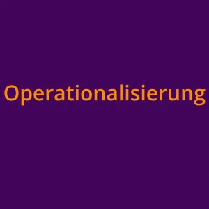 Das Wort "Operationalisierung" in orangefarbener Schrift auf lilfarbenem Grund