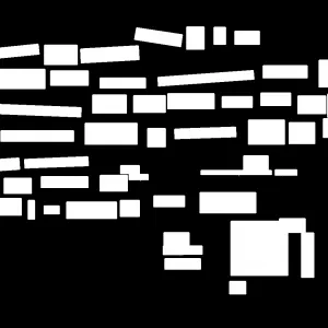 Ausschnitt aus Abbildung 2 des Beitrags, zeigt: Text detection mask (left),overlaid with the binarized input image to generate the contours (right). Local feature descriptors are extracted at the contours and aggregated to form a global image descriptor.